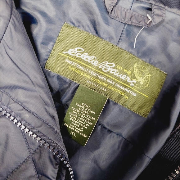 Eddie Bauer Navy Quilted Long Sleeve Zip Up Jacket Coat P778 - Picture 5 of 7